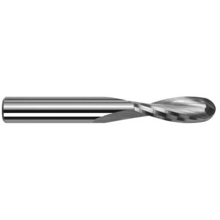 End Mill For Plastics - Ball Upcut - 2 Flute, 0.3750 (3/8), Length Of Cut: 0.5630